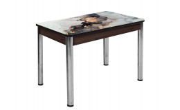 Стол триумф раздвижной опоры круглые хром венге #1471082564