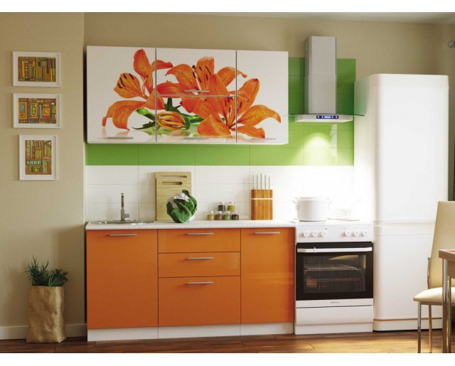 Кухонный гарнитур риал 1500 лилия-оранж