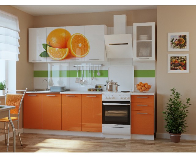 Кухонный гарнитур риал k-87 оранжевый 2000