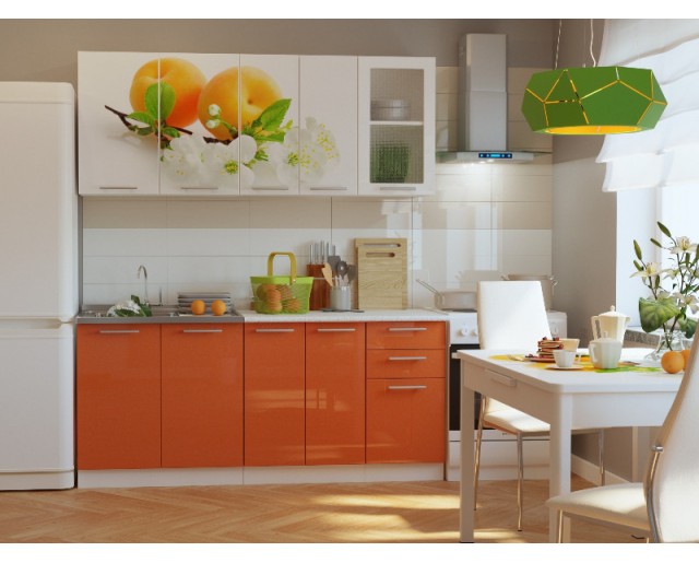 Кухонный гарнитур риал k-59 оранжевый 1800