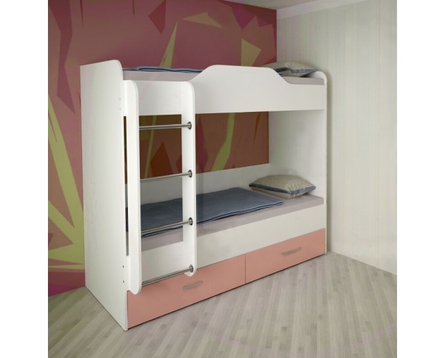 Двухъярусная кровать Baby-II розовая