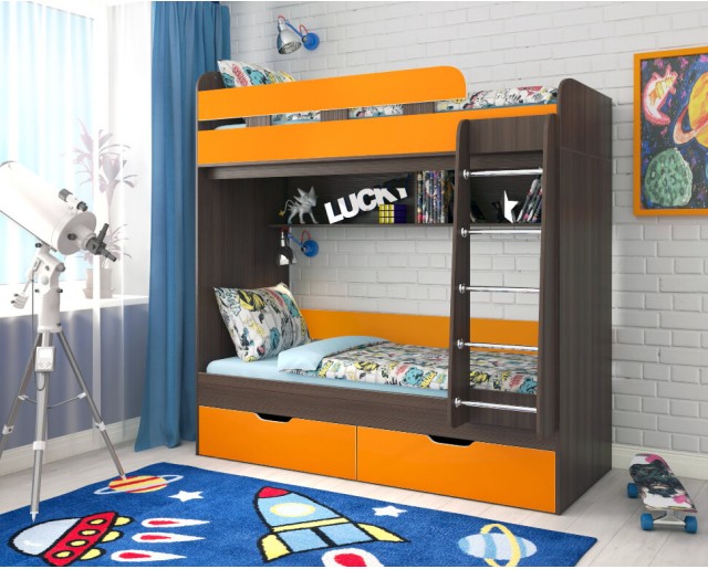 Двухъярусная кровать Юниор-5 Бодего + оранж